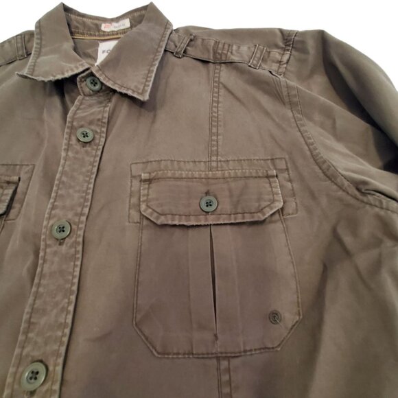 Fossil Mens Vintage Fit Long Sleeve ButtonUp Shirt Size Large Olive Green Cotton - Picture 3 of 8